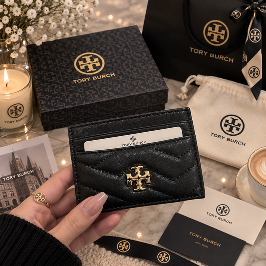 Tory Burch Black Plain Logo Cardholder