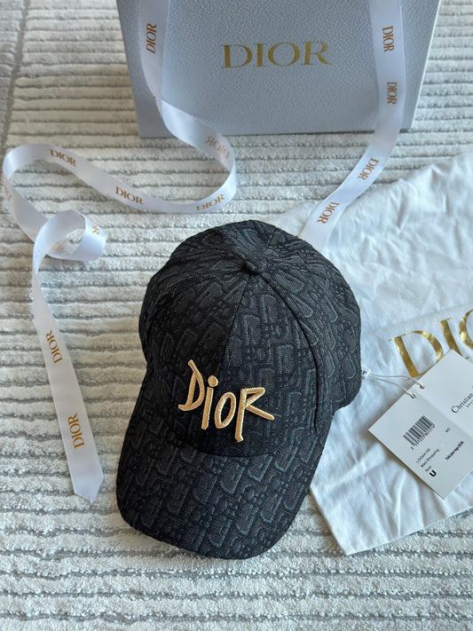 Dior Black Embroided Cap