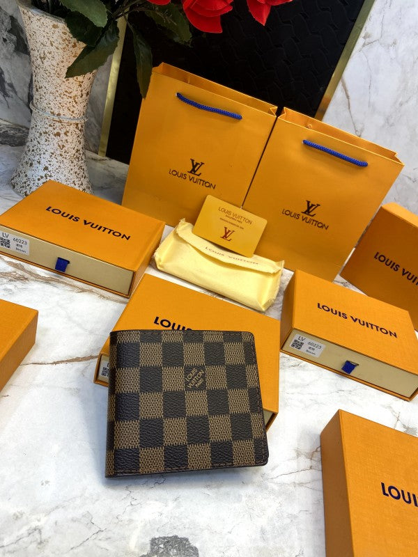 LV Brown Check Flap Wallet