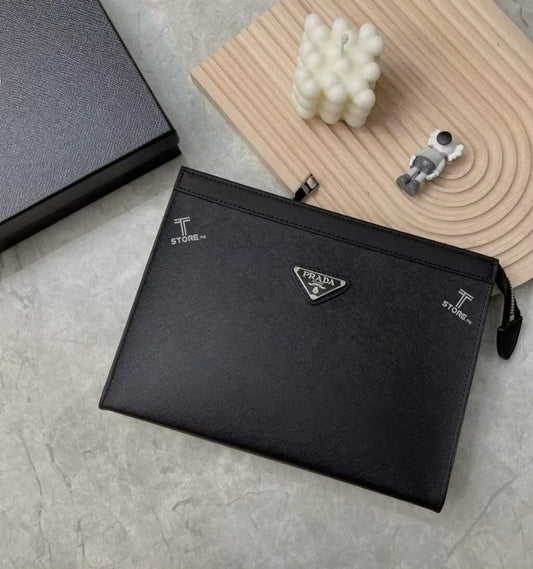 Prada Black Plain Pochette Men's Clutch