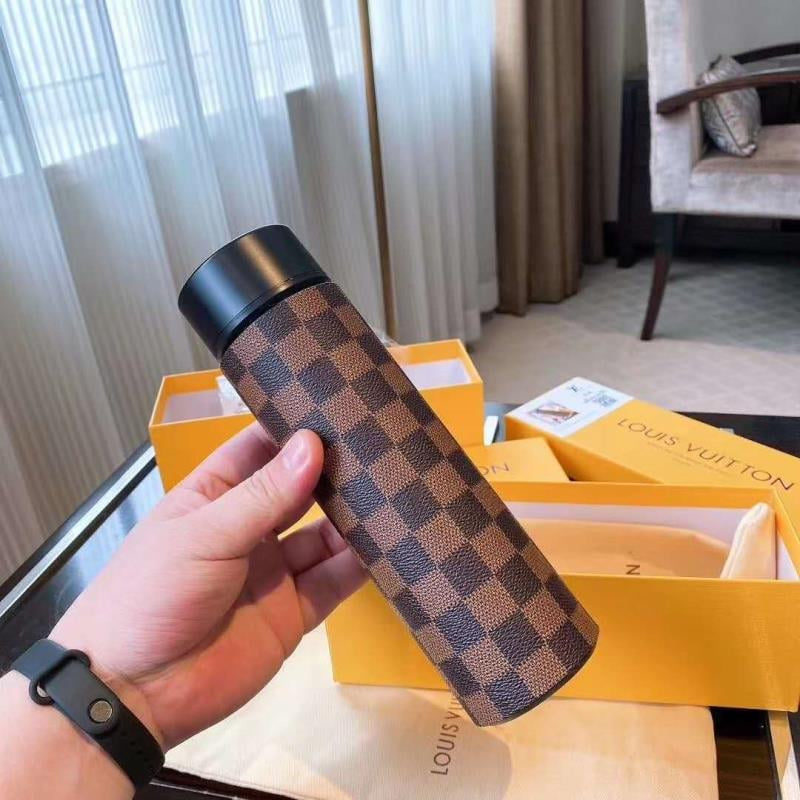 LV Brown Check Thermo Flask LED Display Temperature Bottle