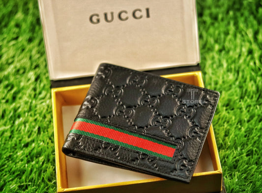 Gucci Bee Strip Genuine Leather Wallet