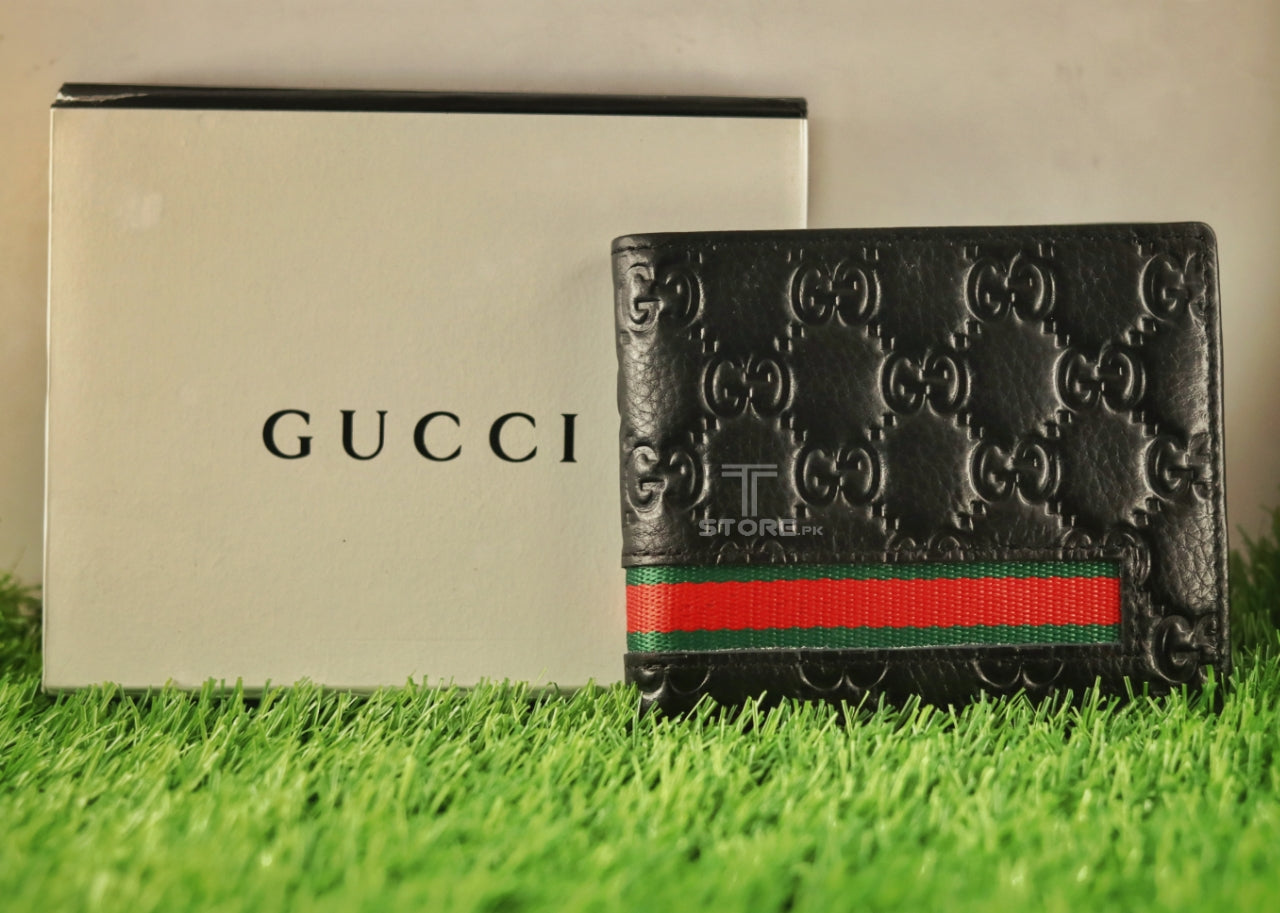Gucci Bee Strip Genuine Leather Wallet