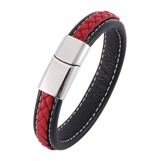 Red Black Braided Charm Bracelet for Men - T Store.pk