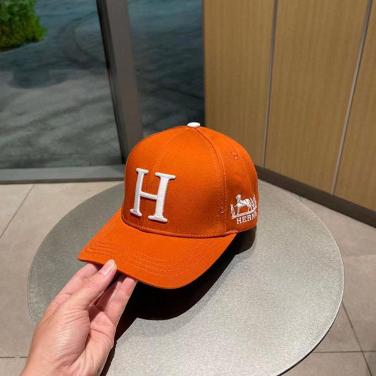 Hermes Logo Printed Orange Cap