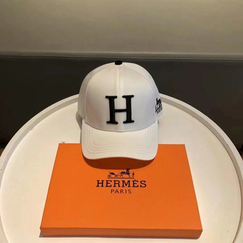 Hermes Logo Printed White Cap