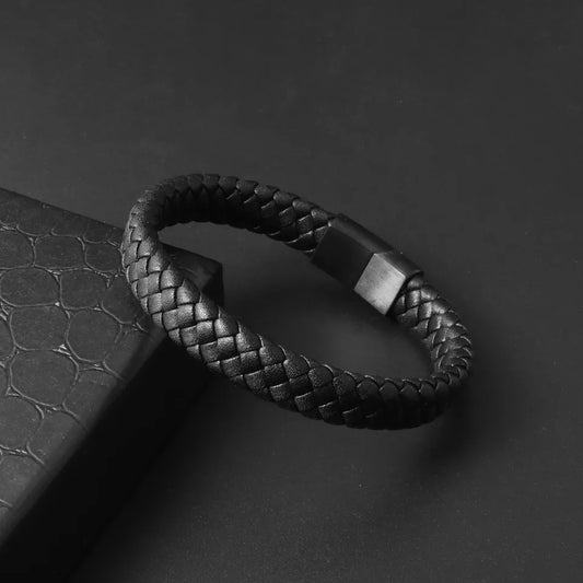 Black Braided Charm Bracelet for Men - T Store.pk