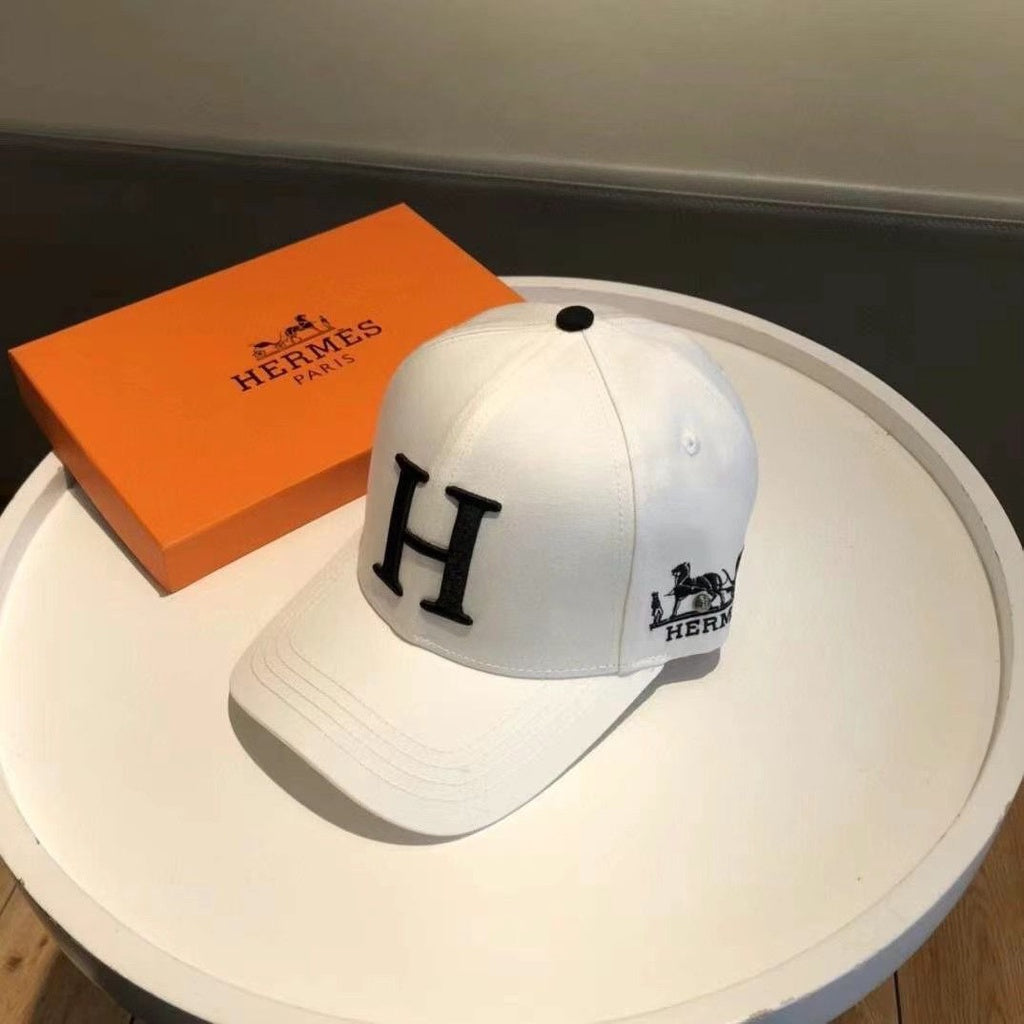 Hermes Logo Printed White Cap