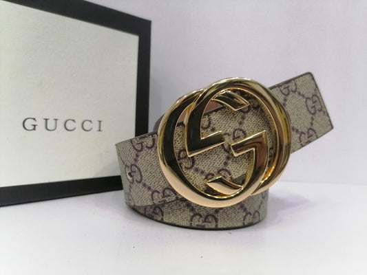 Gucci Beige Golden Buckle Belt