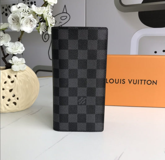 LV Check Plaid Black Long Wallet - T Store.pk